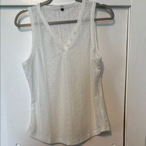 White Sleeveless Eyelet Top